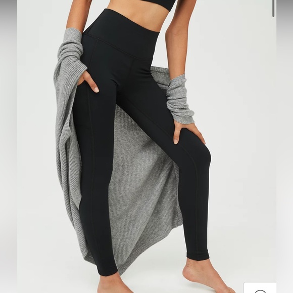 aerie Pants - Aerie High Waisted Side Pocket Athletic Yoga Leggings Black Size Medium